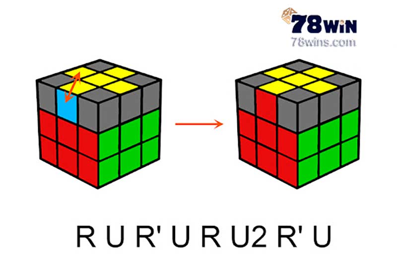 Minh hoạ công thức giải rubik 3x3 khi hai viên đối diện ngược màu